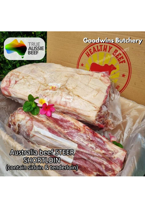 Beef SHORTLOIN contains Tenderloin & Sirloin Australia STEER (young cattle) Healthy Beef frozen whole cut +/- 8 kg/pc (price/kg)